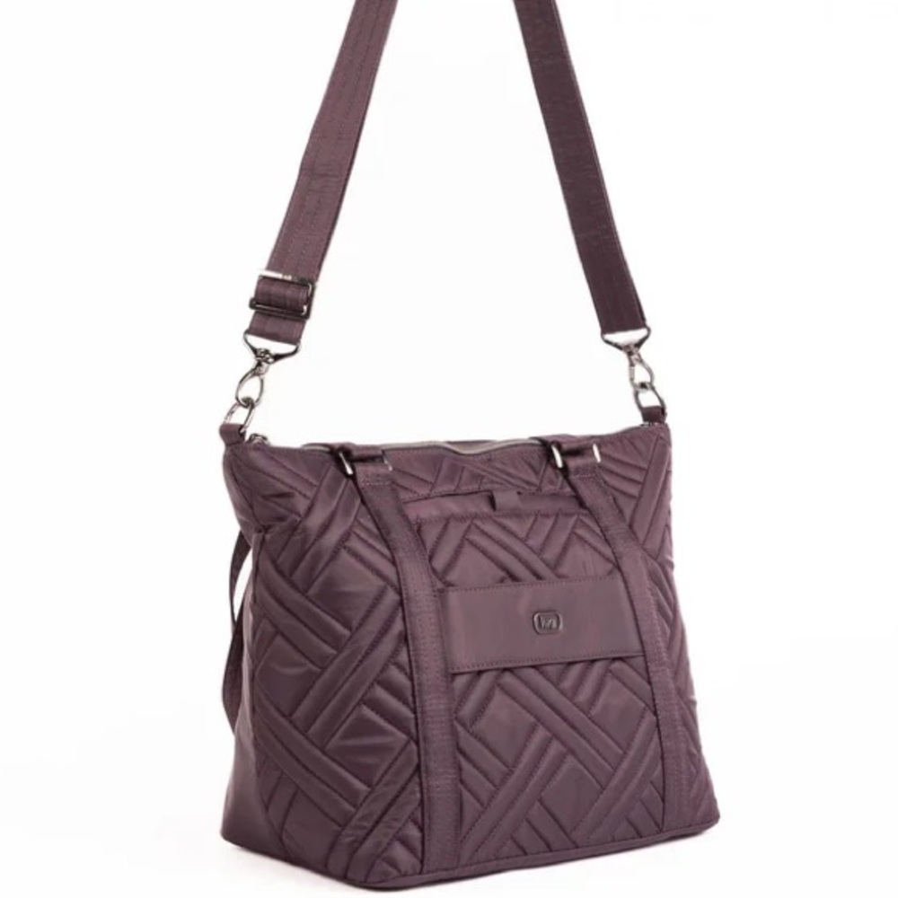 Lug 2 piece CATAMARAN Quilted Shoulder Bag with Removable Pouch HTF Plum - Picture 3 of 13